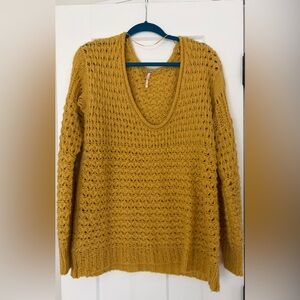 Free People Golden V-Neck Sweater